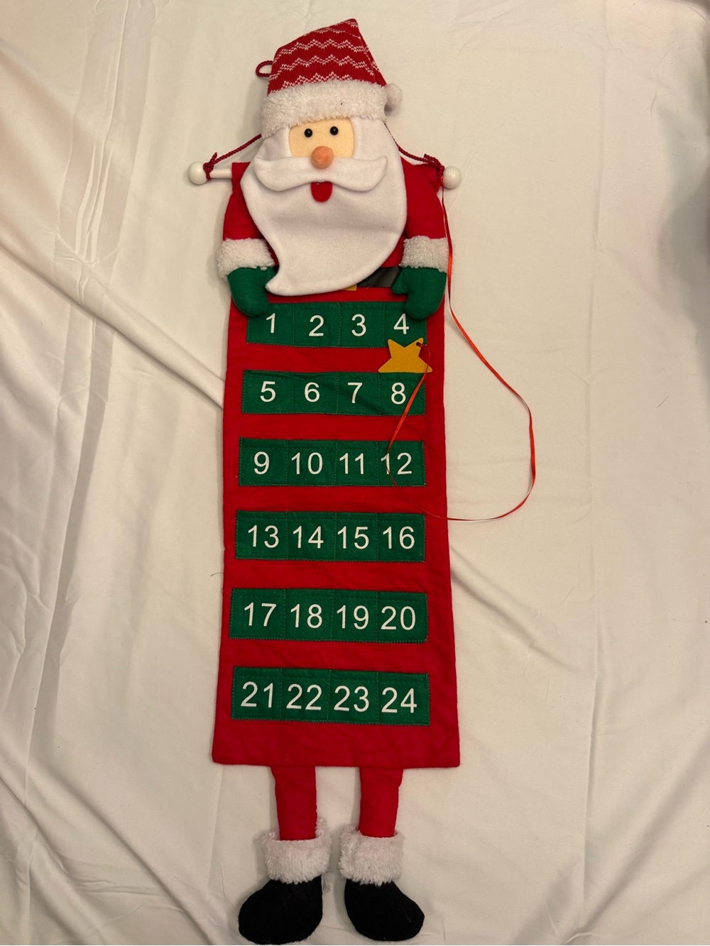 Santa Pocket Advent Calendar Wall Hanging - Red and Green